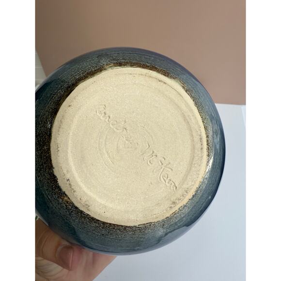 Handmade Studio Pottery Blue Decorative Orb | Modern Boho Shelf Accent | Artisan - Picture 8 of 9